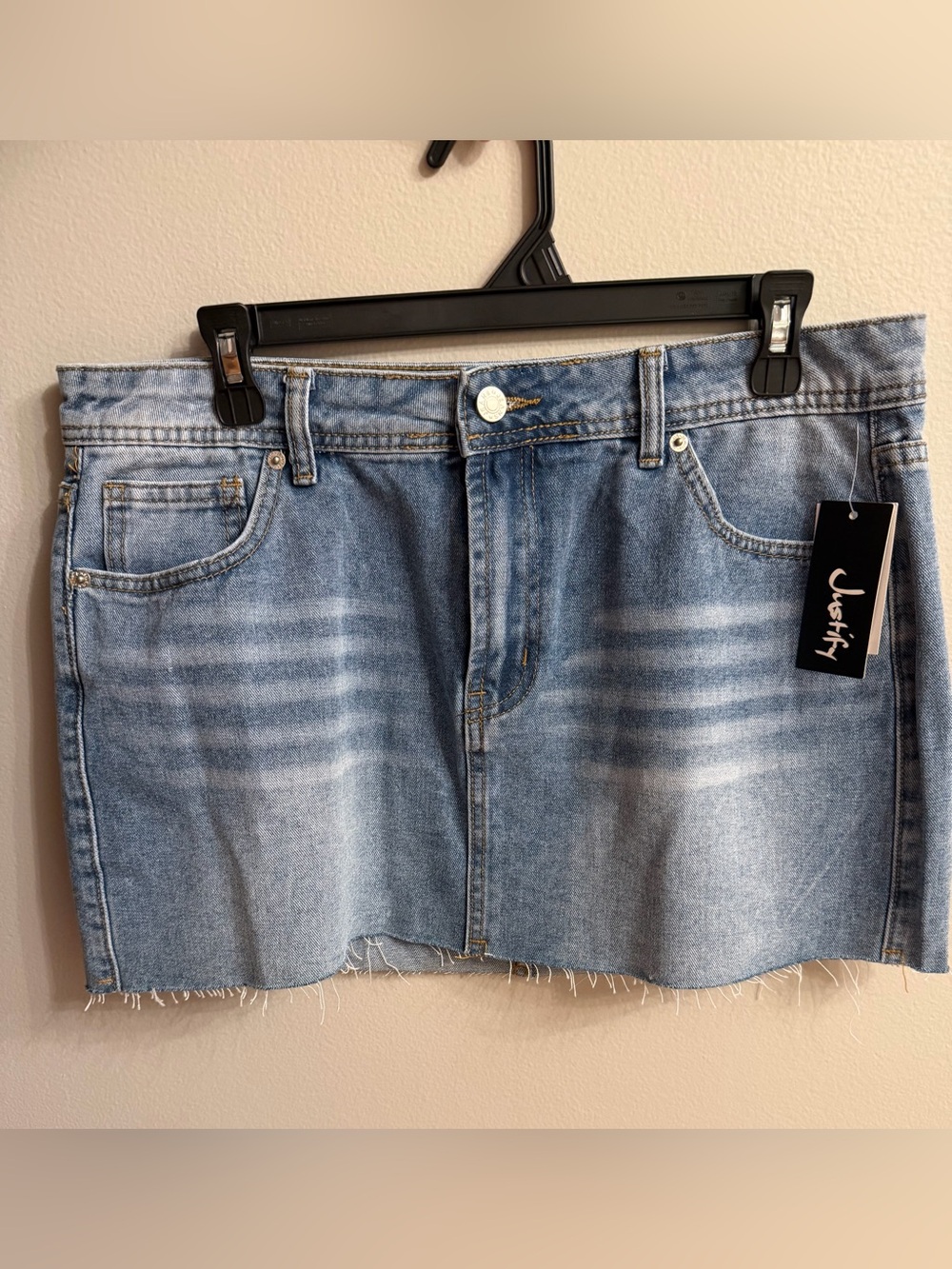 Justify Women's Blue Denim Mini Skirt Size Large